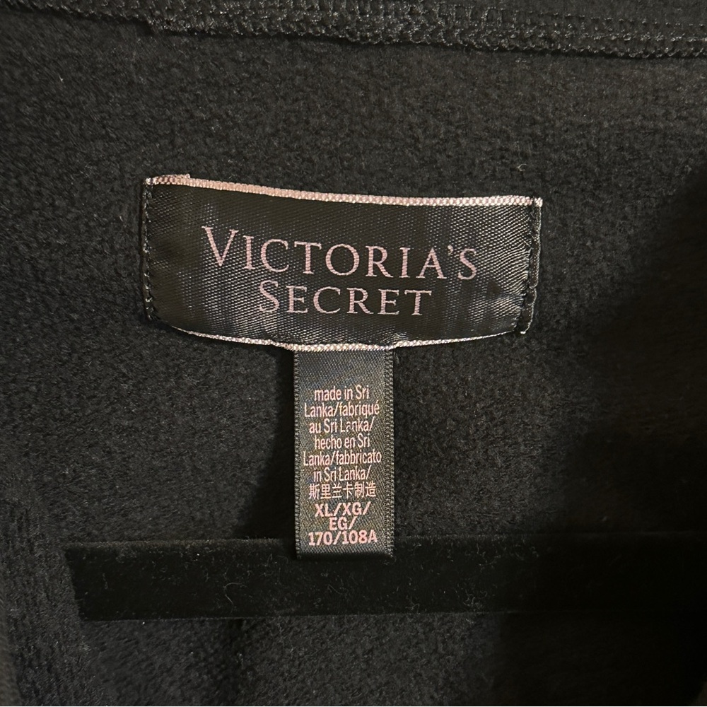 Victoria's Secret Lightweight Pullover Hoodie Logo Sweatshirt, Black w Pink, XL - Picture 8 of 8